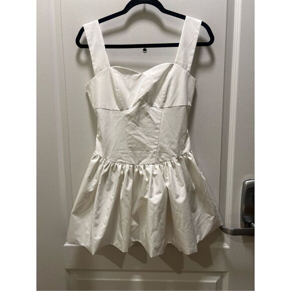 White Womens Sleeveless Fit + Flare Poplin babydoll Mini Dress size S summer - Picture 1 of 6